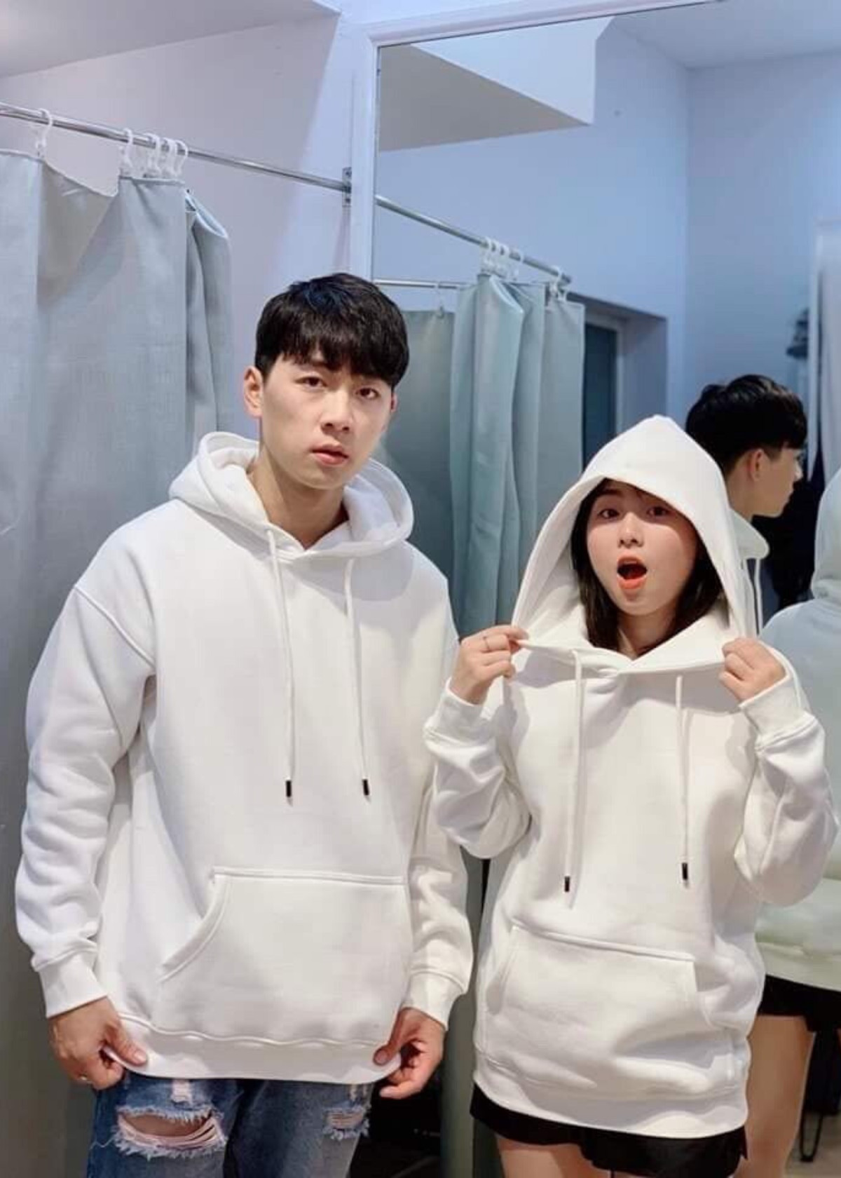 Áo Hoodie Nỉ Cotton Trắng Trơn Đủ Size S M L XL Cao Cấp