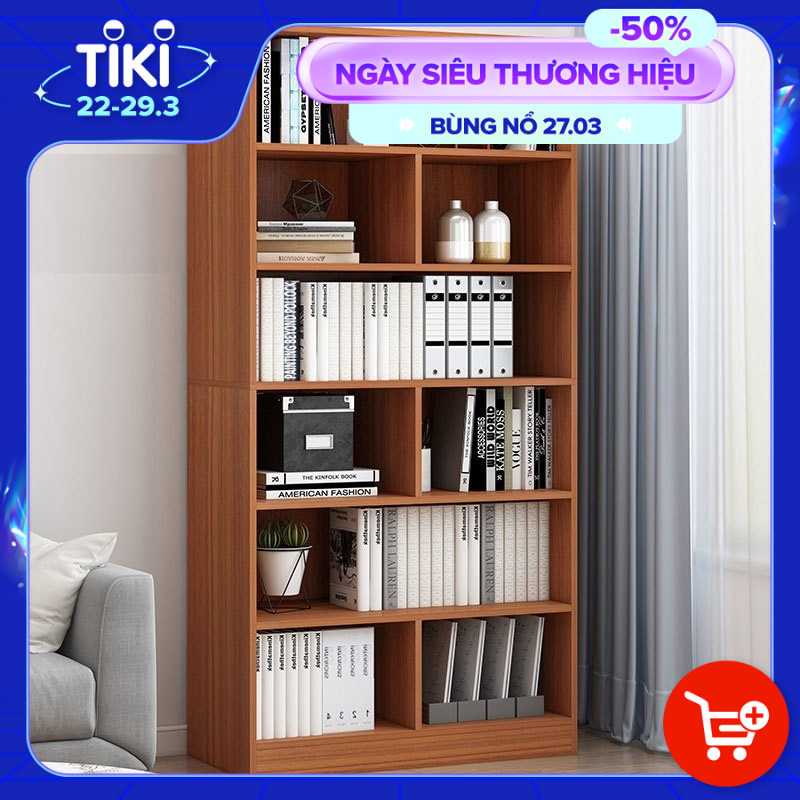 Kệ Sách Gỗ Để Sàn Đẹp FIVO Mã FB70 Chất Liệu Gỗ MDF Hàng Cao Cấp, Thiết Kế Nhỏ Gọn Vô Cùng Thanh Lịch, Kèm Tấm Lưng  (Kích thước 60x24x178cm)