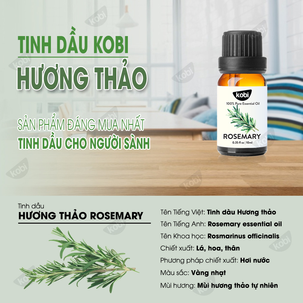 Combo Tinh Dầu Oải Hương Kobi + Tinh Dầu Hương Thảo Kobi + Tinh Dầu Cam Ngọt Kobi - Tinh Dầu Thiên Nhiên Nguyên Chất, Giúp Giảm Stress, Làm Thơm Phòng