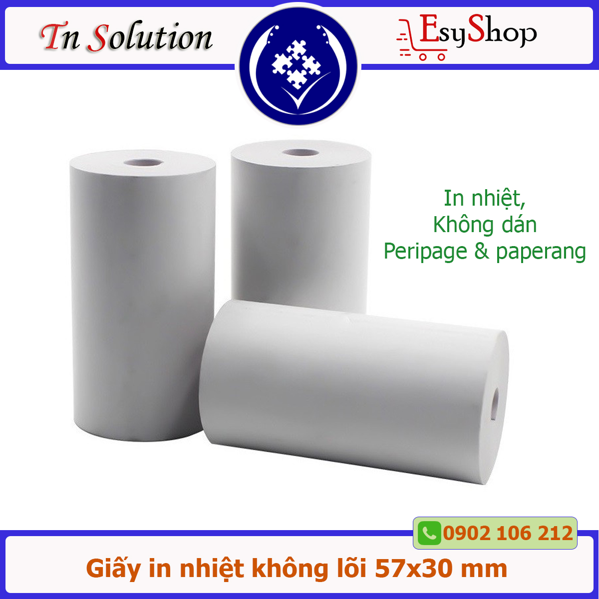 Giấy in nhiệt K57-30mm mini  không lõi  cho máy in bỏ túi