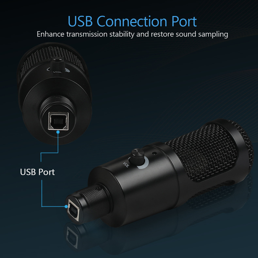 Micrô Ngưng Tụ USB Để Hát Karaoke Ghi Âm Phát Sóng Với TrIPod Plug And Play Cho Máy Tính Xách Tay