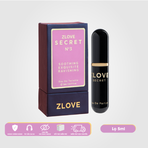 Nước hoa vùng kín nữ cao cấp chính hãng Zlove Secret 5ml với hương hoa mê hoặc, quyến rũ, nữ tính (Hương số 3)