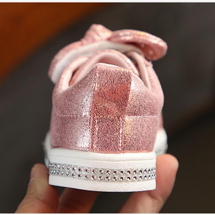 Giày búp bê công chúa kim tuyến óng ánh đính nơ siêu dễ thương cho bé 21209 (size 26-35)