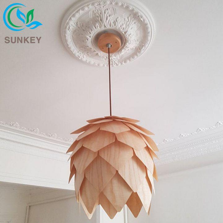 Đèn Gỗ Trang Trí Thả Trần Quả Thông - Kích Thước 50x45cm - Chất Liệu Gỗ Plywood Nhập Khẩu - Trang Trí Mọi Không Gian