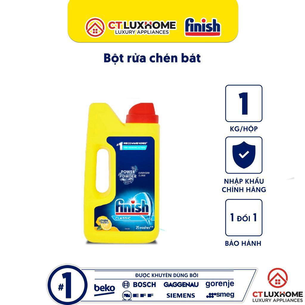 Bột Rửa Chén Bát Hương Chanh Finish Classic Power Powder Lemon Sparkle 1kg [2 chức năng]