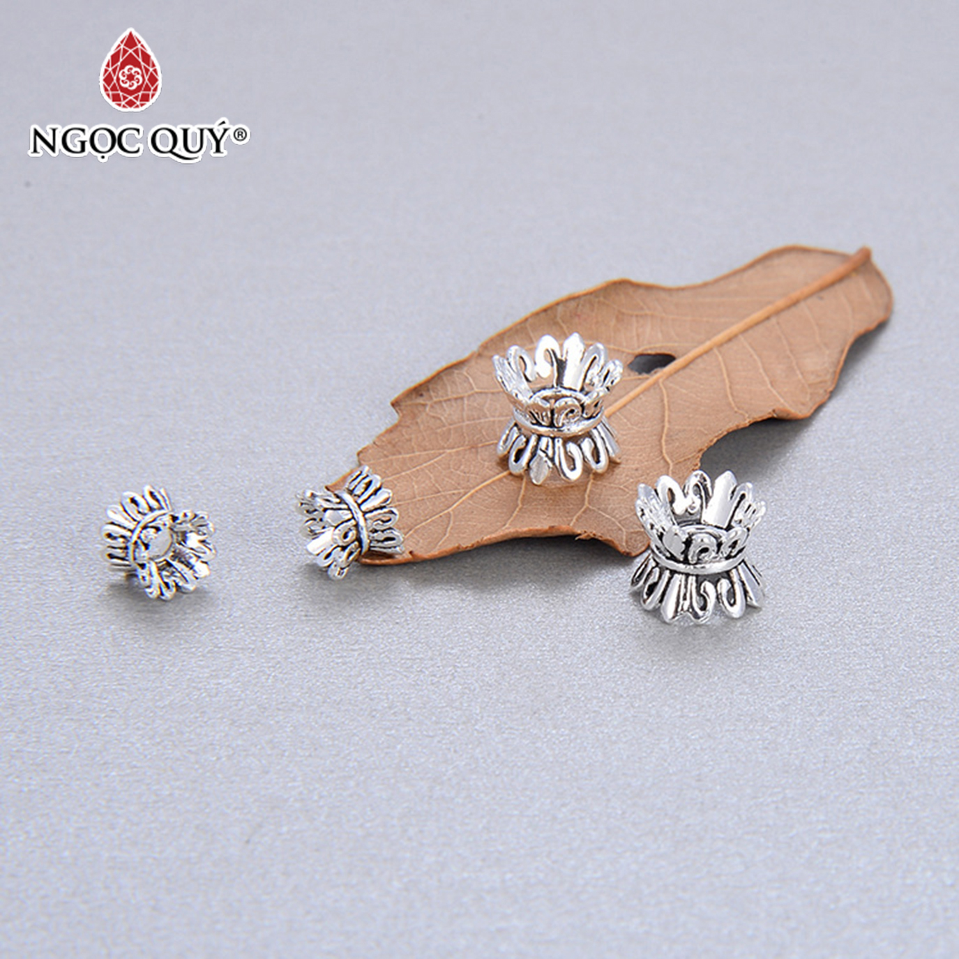 Charm bạc chặn hạt hoạ tiết - Ngọc Quý Gemstones