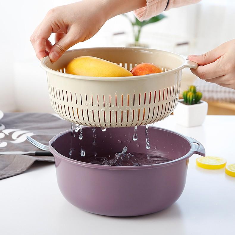 Rổ nhựa hai lớp đựng trái cây rau củ đa năng