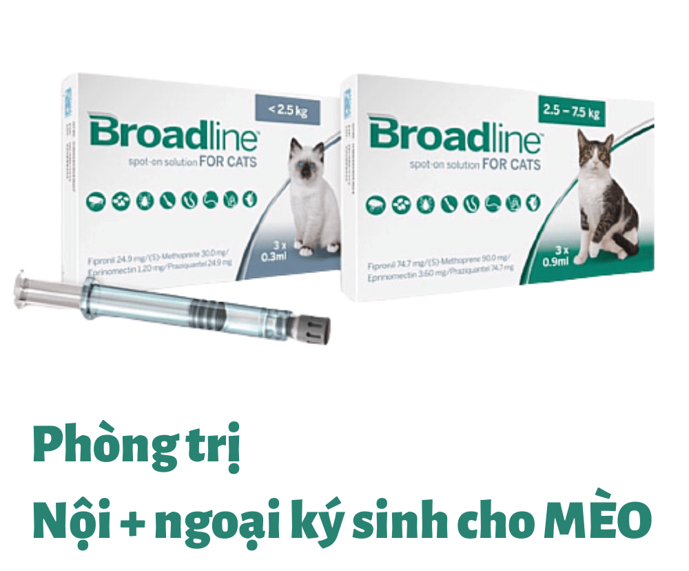 1 tuýp Nhỏ gáy Broadline. phòng nội ngoại ký sinh trùng cho mèo (ve rận bọ chét, giun sán)