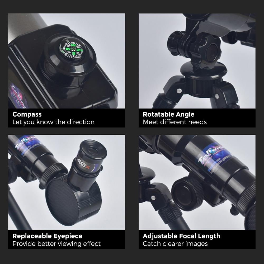 C2105 Kids Telescope 20X-30X-40X Adjustable Astronomical Telescope with Tripod for Children Beginners