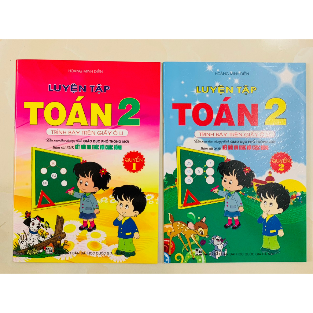 Sách- Combo luyện tập toán 2 + vở ô li bài tập toán lớp 2