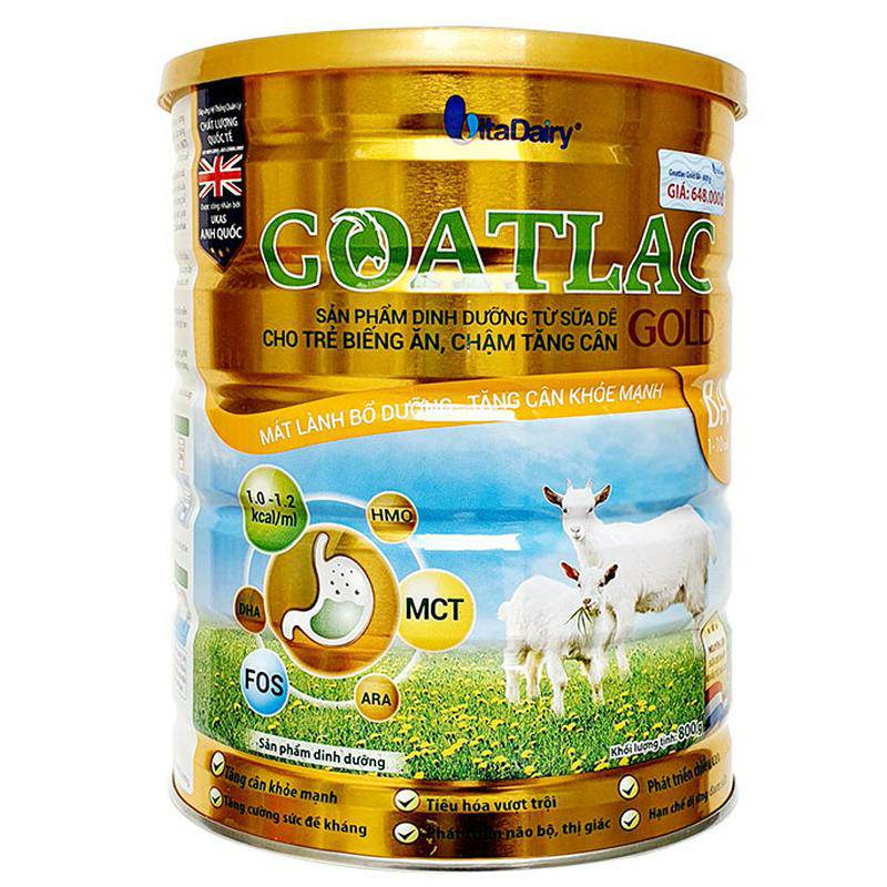 Sữa Dê Goatlac Gold BA lon 800g - Dành cho trẻ dị ứng đạm sữa bò, tiêu hoá kém, biếng ăn