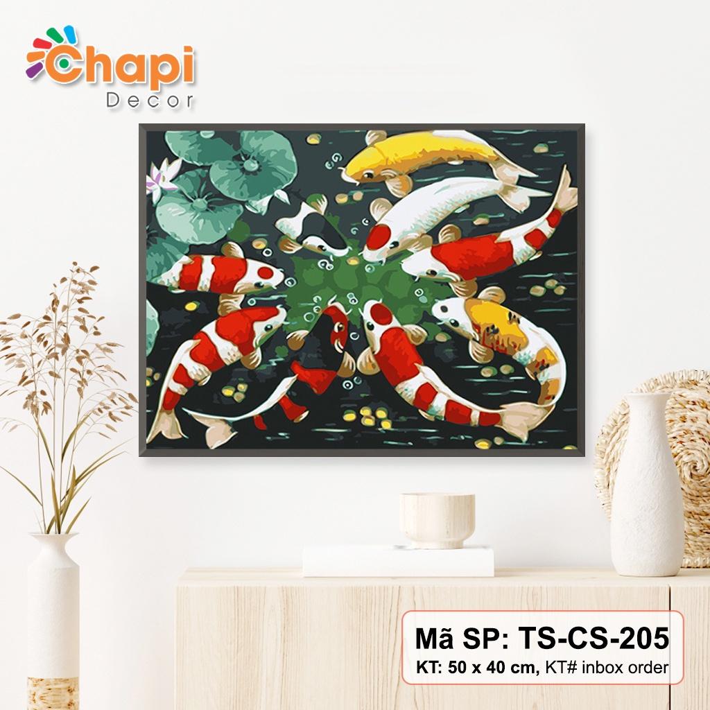 Tranh tô màu số hóa Chapi, Đàn Cá Vui Đùa KT 40x50cm đã căng khung, Có dầu bóng | Chapi Decor