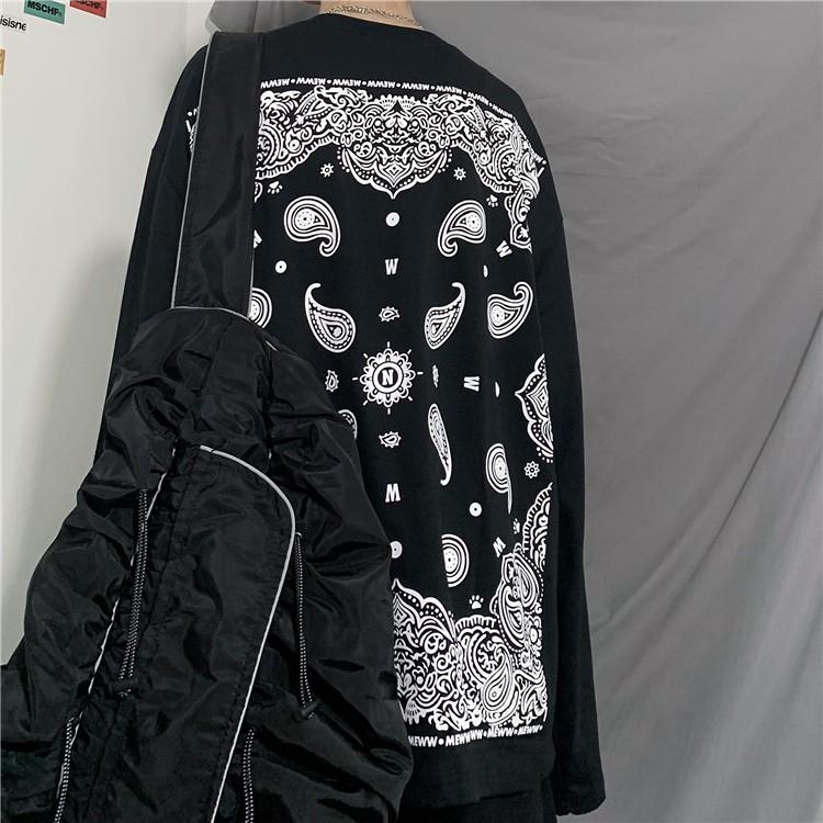 Áo thun ulzzang unisex đen trắng họa tiết back mới