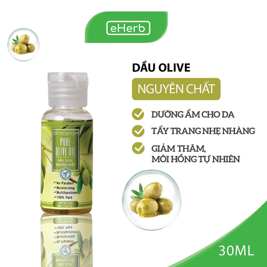 Dầu Oliu Extra Virgin Nguyên Chất Dưỡng Da, Dưỡng Tóc, Giảm Thâm Môi MILAGANICS 100ml (Chai