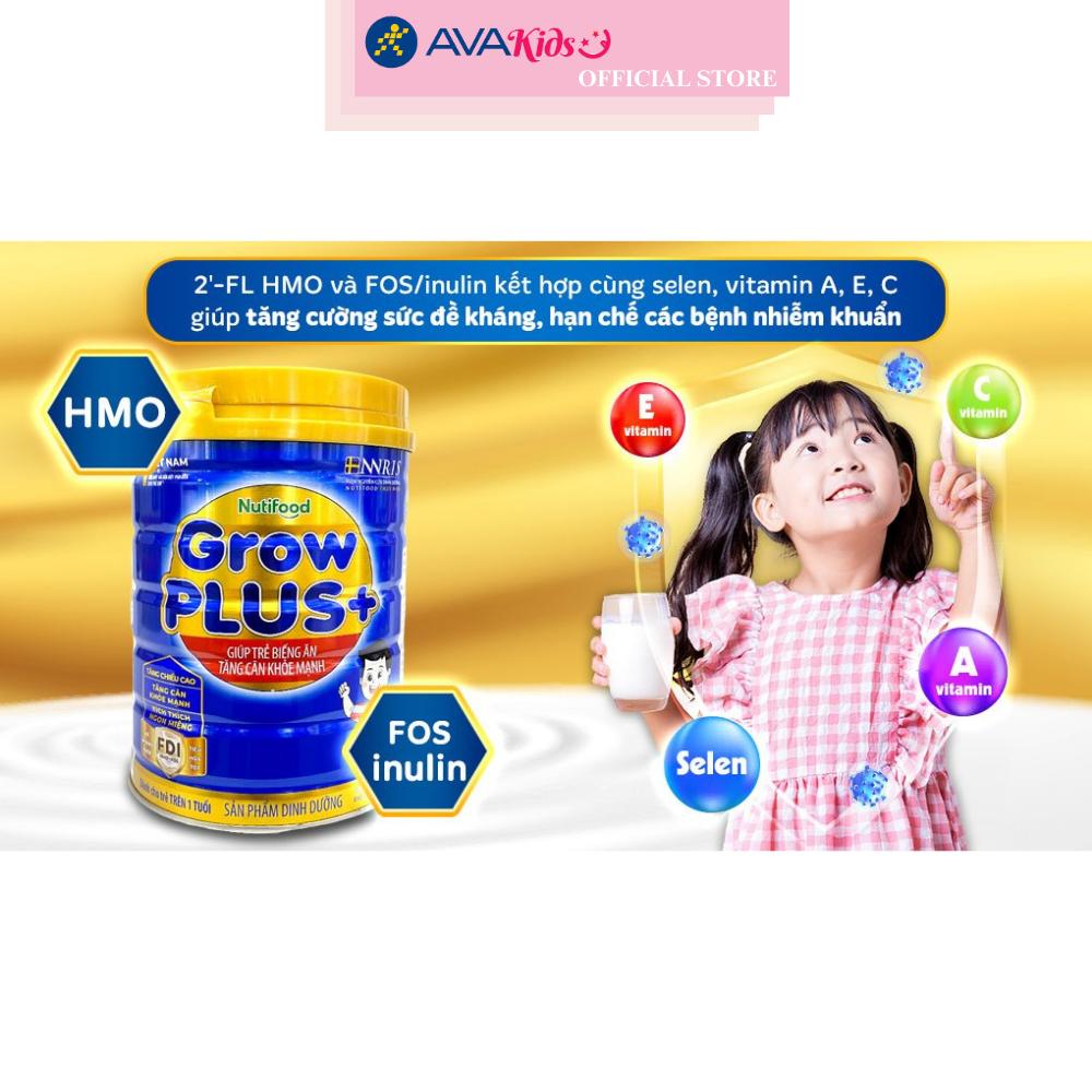 Sữa bột Nutifood GrowPLUS+ xanh hương vani 900g (từ 1 tuổi) giúp tăng cân