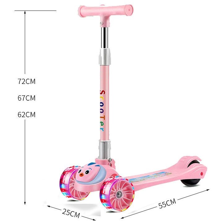 Xe Trượt Scooter Bánh Xe Phát Sáng, Có Nhạc Cho Bé Và Đèn Led Đầu Xe, Tải Trọng 80kg