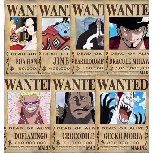 Bộ 10 tấm truy nã onepiece wanted poster loại dày đủ size