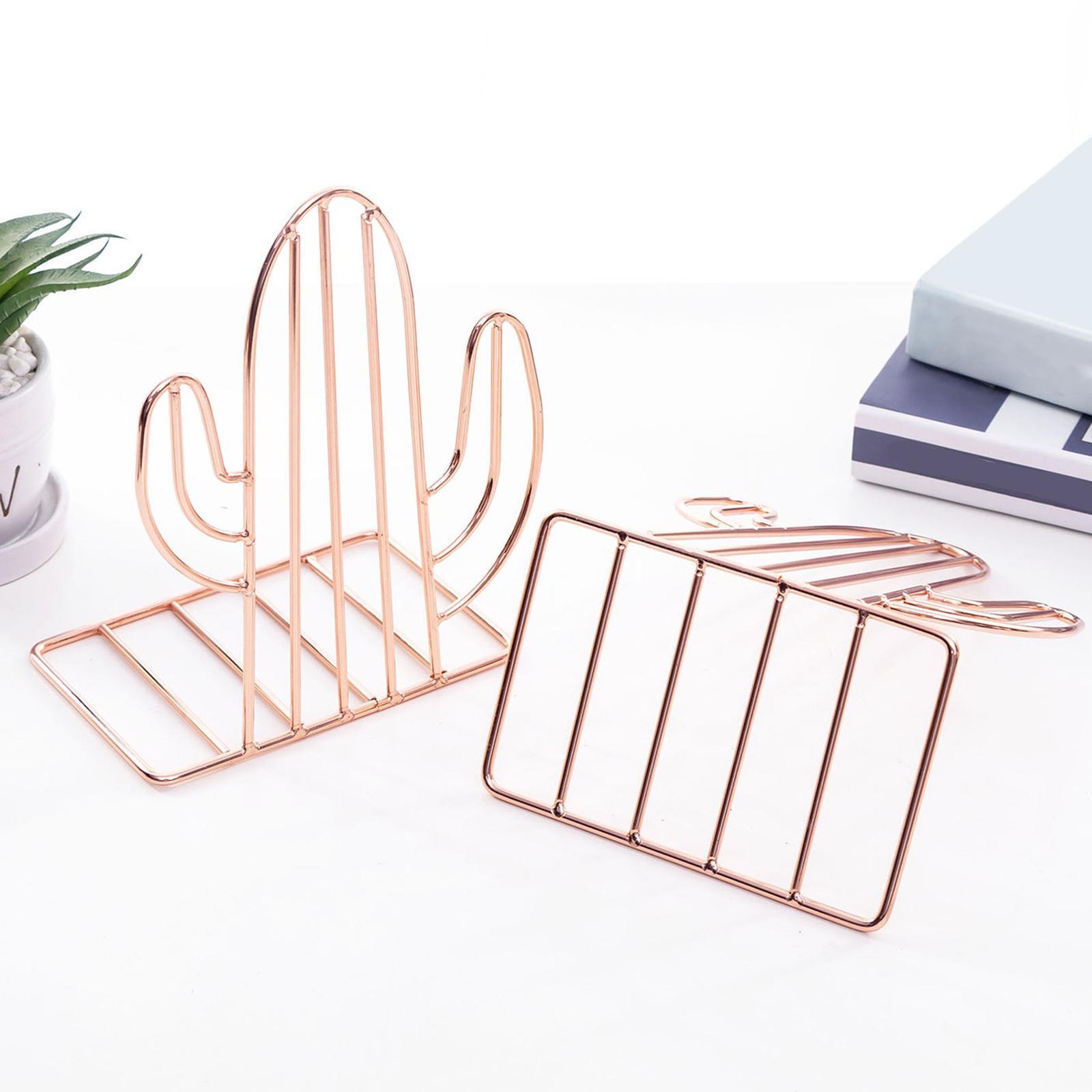 Metal Bookend Book Support Stopper Bookshelf Holder Stand