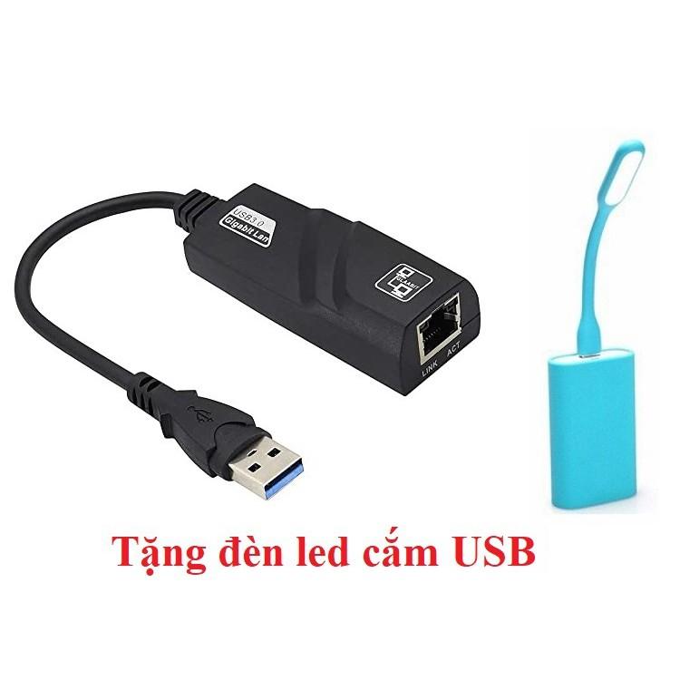 Cáp Chuyển Đổi USB 3.0 To Lan 10-100-1000 Mbps Gigabit - USB Sang Lan Tặng đèn led cắm USB