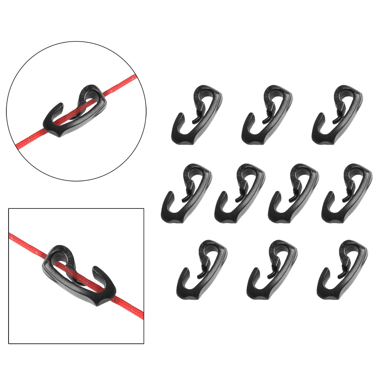 10-Pack Outdoor Camping Tent Hooks, Canopy Windproof Hook, Plastic Shock Cord Clasp Hook for Camping Canopy Backpacking Awning