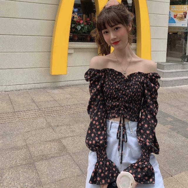 (SẴN) Áo croptop rút dây S9