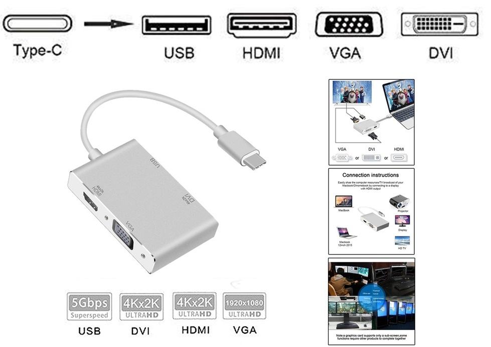 Cáp Chuyển USB 3.0 ra HDMI+ VGA