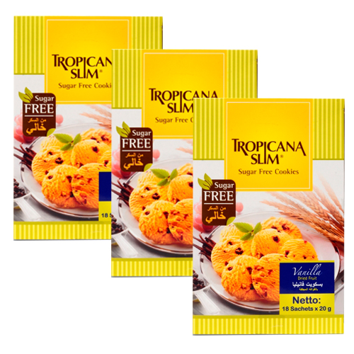 Combo 3 Hộp Bánh Quy Ăn Kiêng Không Đường Tropicana Slim Vani