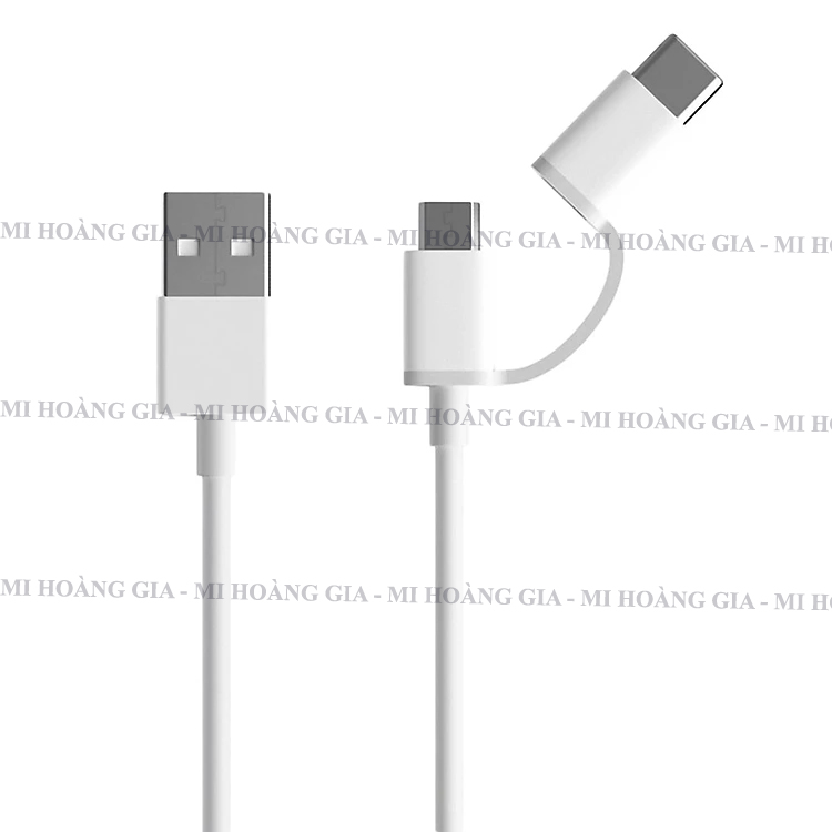 Hình ảnh Dây Cáp Sạc Đa Năng 2 Trong 1 USB Type-C / Micro USB Xiaomi (0.3m) - Hàng Chính Hãng