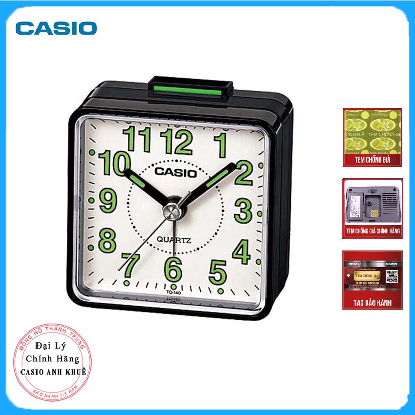 Đồng Hồ Để Bàn - Du Lịch Casio TQ-140-1BDF - Có Báo Thức - Dạ Quang - Kích Thước ( 5.7 x 5.7 x 3.3 cm )