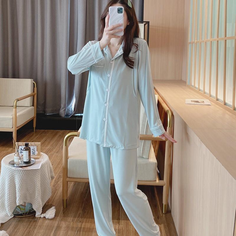 Bộ mặc nhà và sau sinh modal dáng Pyjamas xanh và hồng Snugg