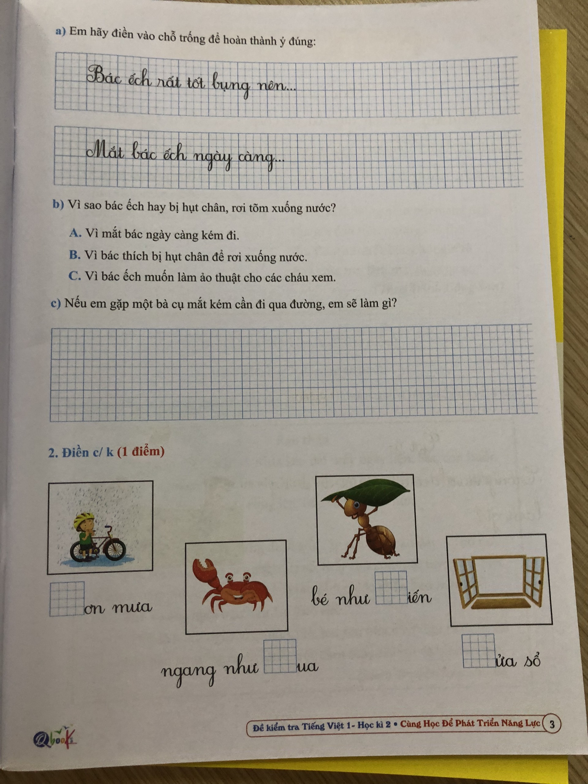 QB - Đề kiểm tra tiếng việt - lớp 1/2 cùng học để phát triển năng lực