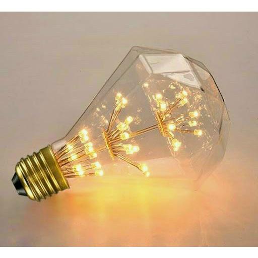 LED Edison g95-3w E27 kiểu dáng kim CƯƠNG hoa 1 chế độ, AS vàng êm dịu,