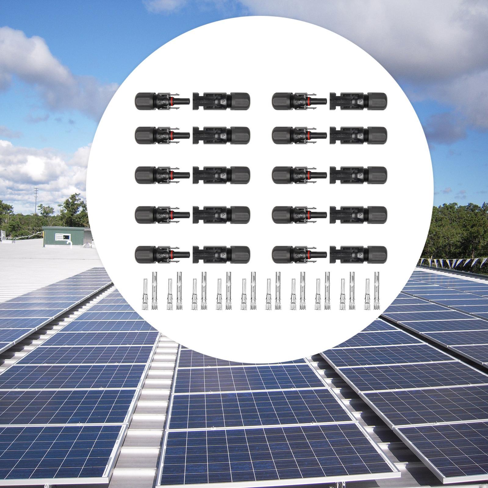 Solar Panel Connectors , Solar Panel Cable Connectors, 10 Pairs Male/Female Line Solar Connectors for Photovoltaic Systems, Garden