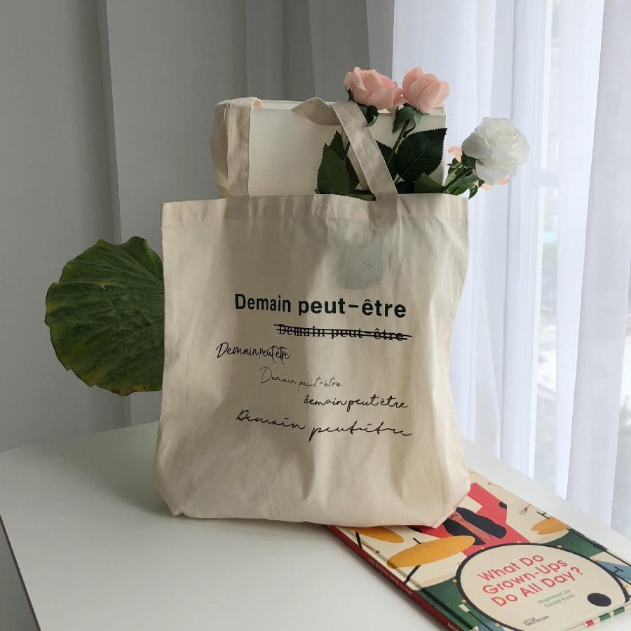 Túi tote vải đựng đồ canvas Hàn Quốc cao cấp có khoá miệng