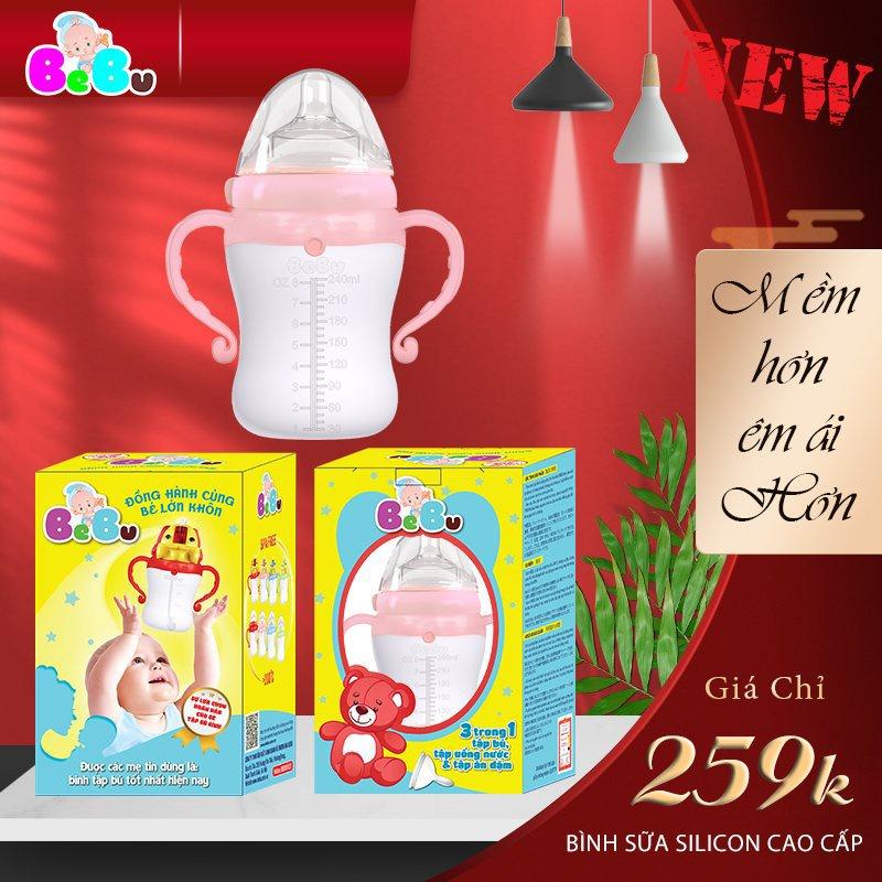 Bình Sữa BEBU 240ML Silicon Kháng Khuẩn – Hàng Chính Hãng