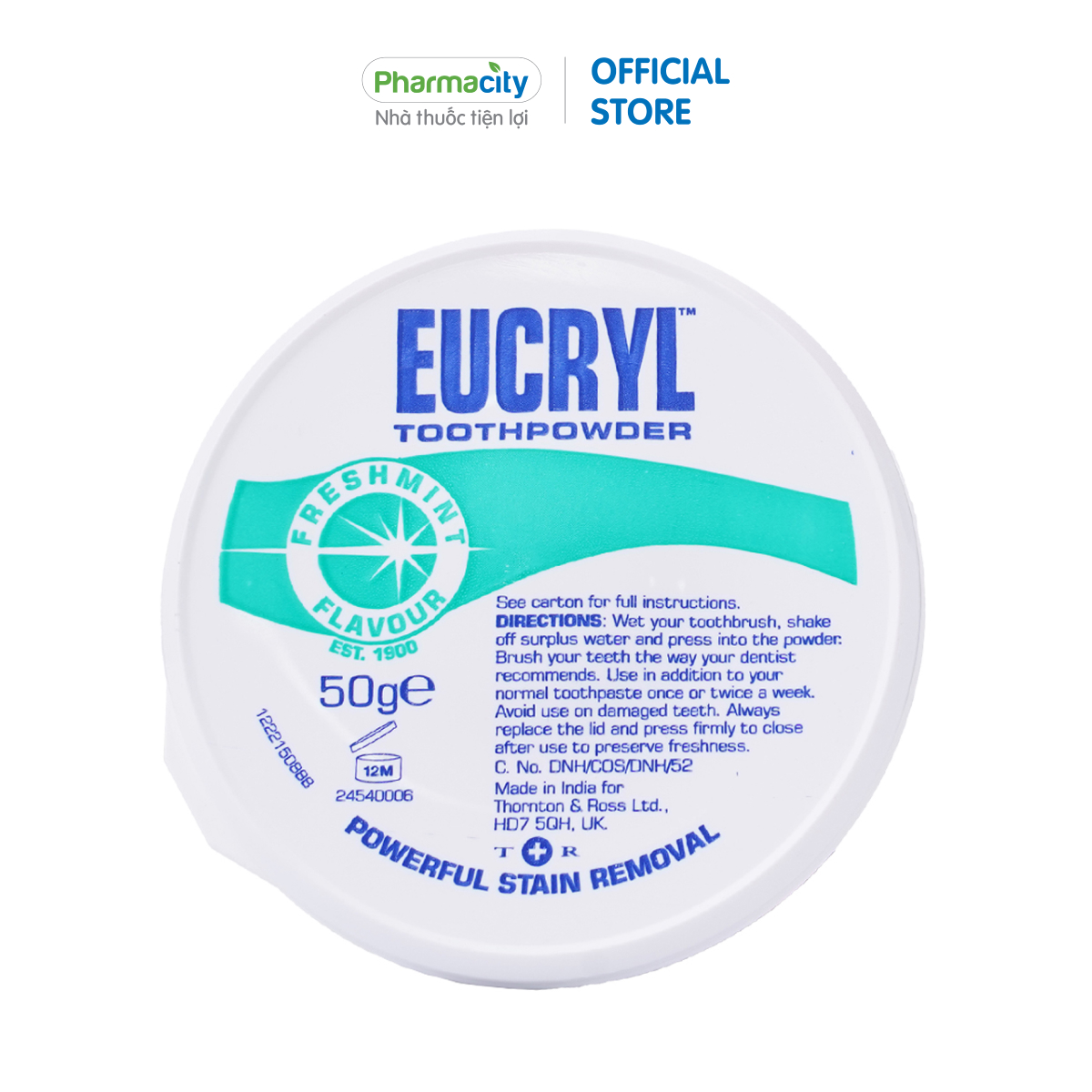 Bột làm trắng răng vị bạc hà Eucryl (50g)