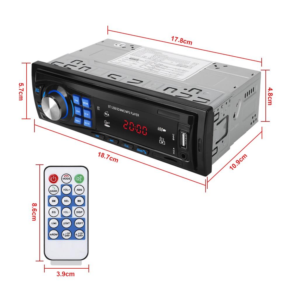 Máy nghe nhạc MP3 MMC SD FM âm thanh nổi lưu trữ bộ nhớ Bluetooth 4.0 hỗ trợ thẻ nhớ TF USB AUX 1 Din EQ cho xe hơi