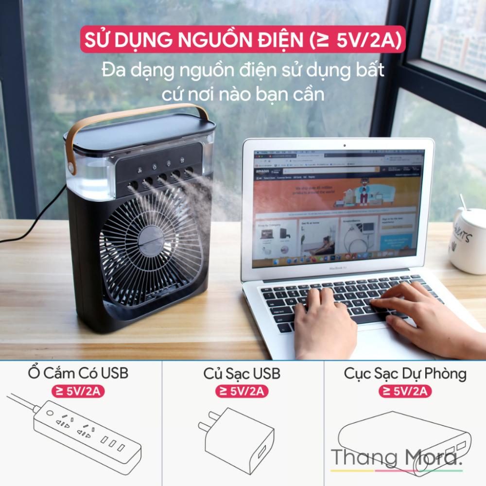 Quạt điều hoà mini, quạt hơi nước để bàn 3 chế độ gió dung tích bình chứa nước 600ml tích hợp đèn led, bảo hành 12 tháng