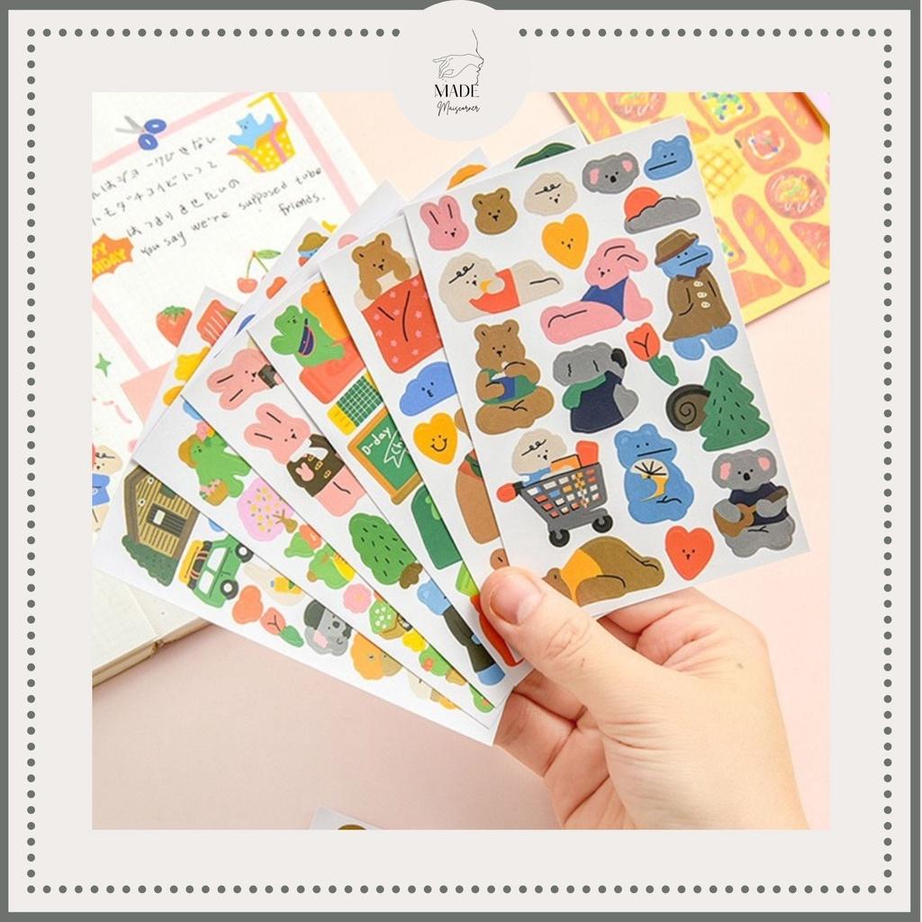 Miếng sticker gấu dán trang trí, dễ thương Hàn Quốc