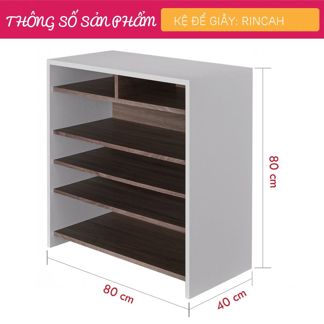 Kệ để giầy gỗ hiện đại SMLIFE Rincah | Gỗ MDF dày 17mm chống ẩm | D80xR40xC80cm