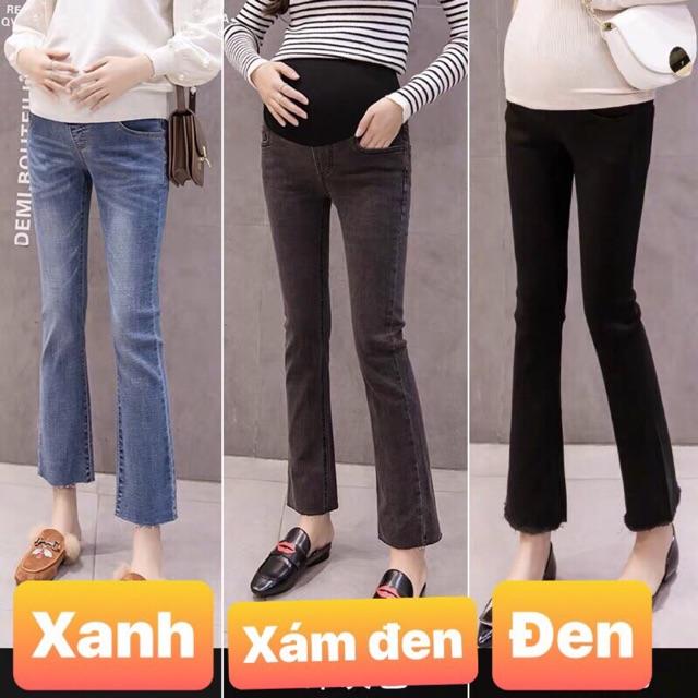 Quần jean bầu ống loe dáng dài-hàng quảng châu