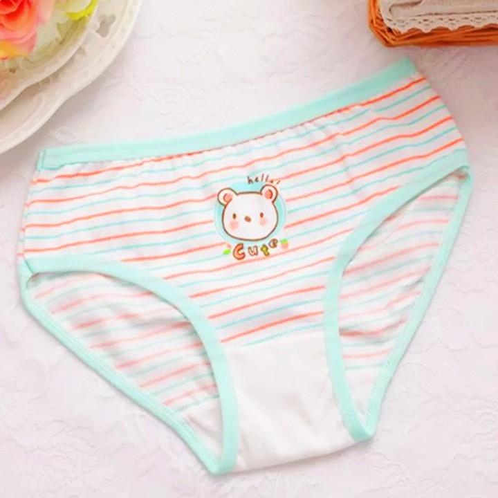 Quần chip cotton thoáng mát cho bé gái 2-14 tuổi thỏ béo phối sọc nhiều màu sắc đáng yêu – C016