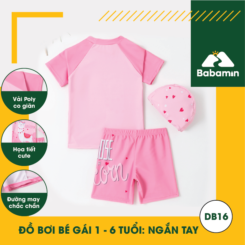 Đồ Bơi Ngắn Tay Cho Bé Gái 1 - 6 Tuổi Hình Cừu Dễ Thương - Siêu Mềm Mượt - DB16