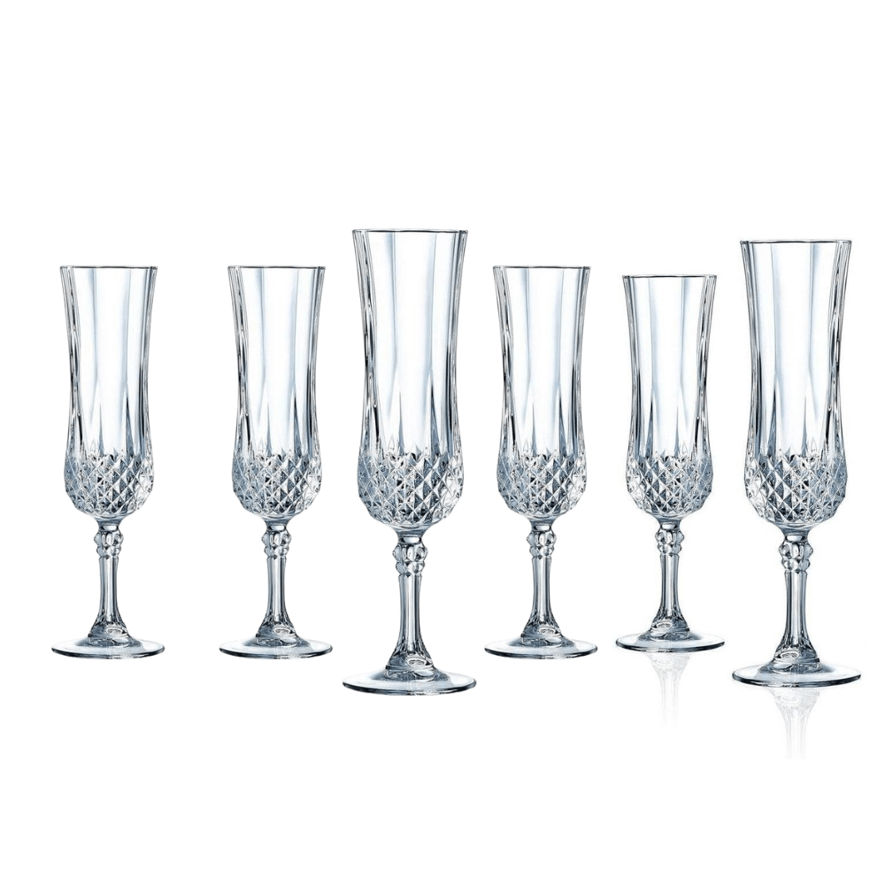 Set 6 ly champagne Longchamp Cristal d'Arques Paris 120ml hàng chính hãng