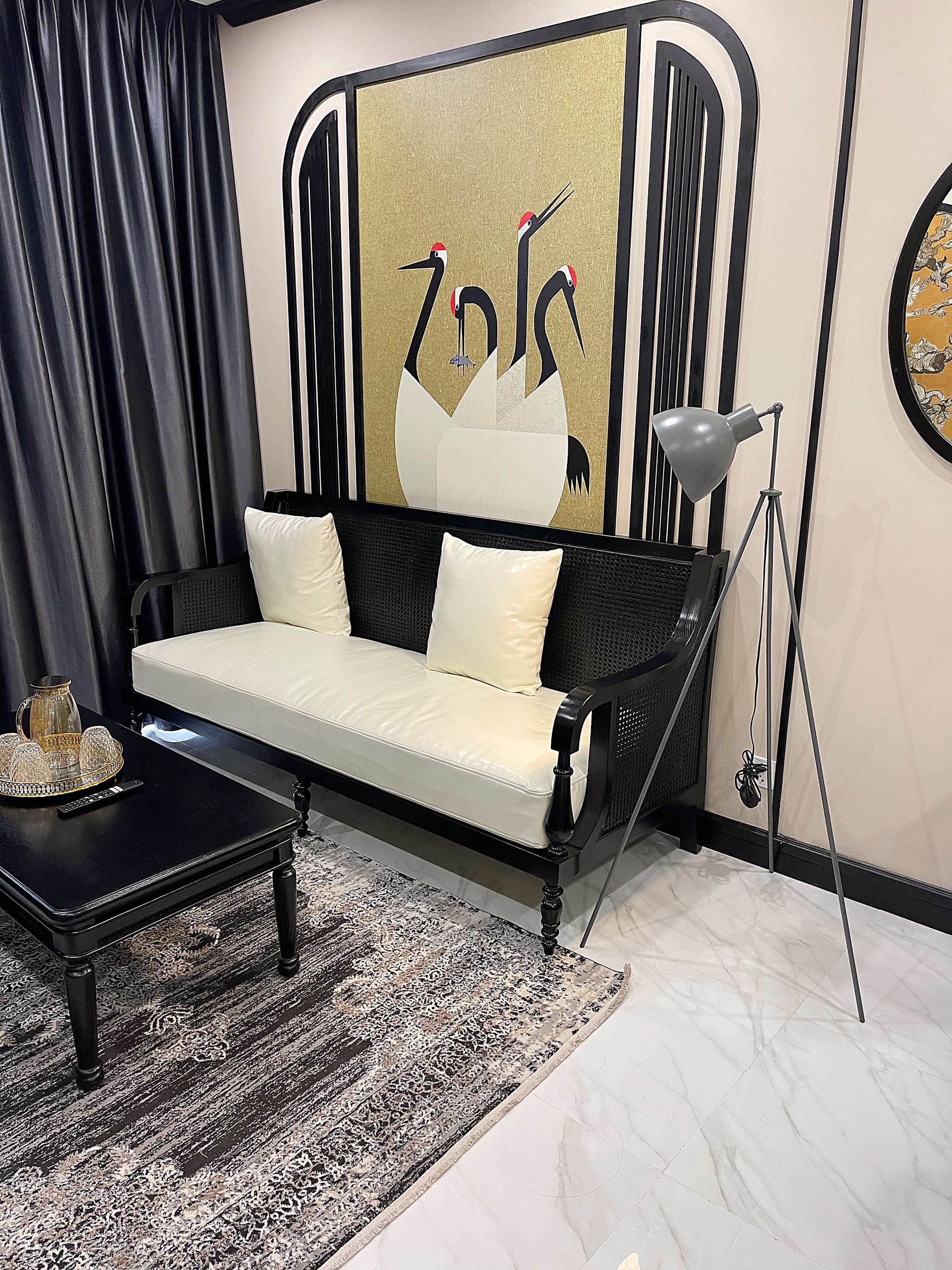 Đèn cây đứng chân máy màu xanh hiện đại, kiến trúc công nghiệp, minimalism DCLA011