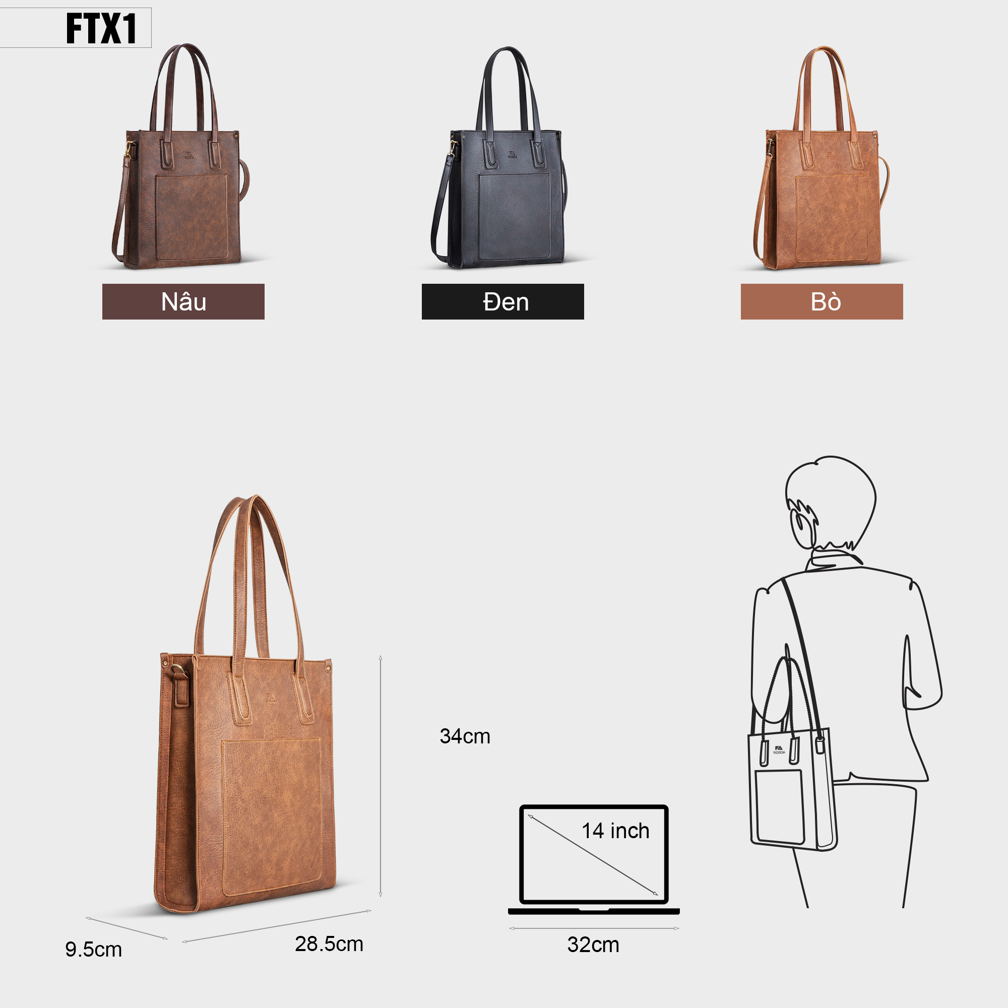 Túi xách công sở thời trang nữ FTX1 FADODA