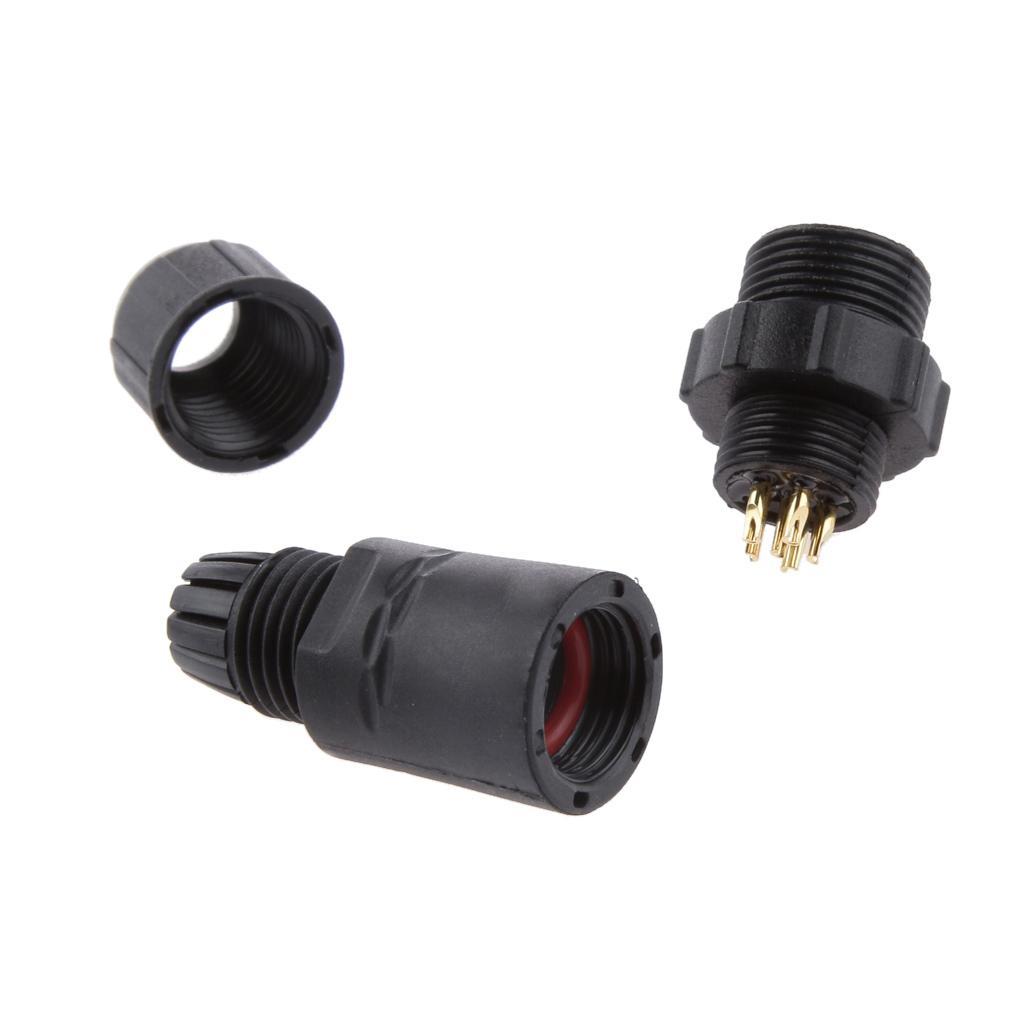 5A 7.5mm IP68 6 Pins Assembled Waterproof Electrical Cable Connector Socket - 5 pins