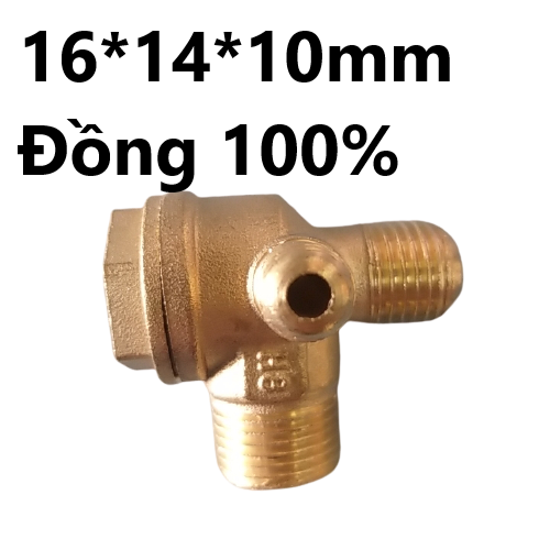 Van 1 chiều máy hơi không dầu kích thước 16*14*10mm đồng nguyên chất