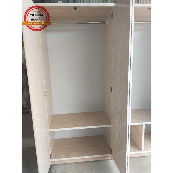 Tủ nhựa 4 cánh màu gỗ xoan - Tủ nhựa Hải Hậu - Chỉ giao tại Hải Hậu