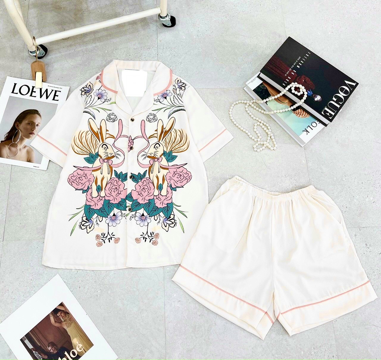 Bộ Lụa Pijama Mặc Nhà Xinh Xắn Mẫu Hot